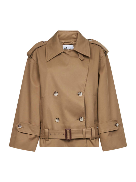 Beige gabardine trench jacket