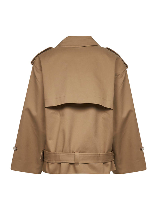 Beige gabardine trench jacket
