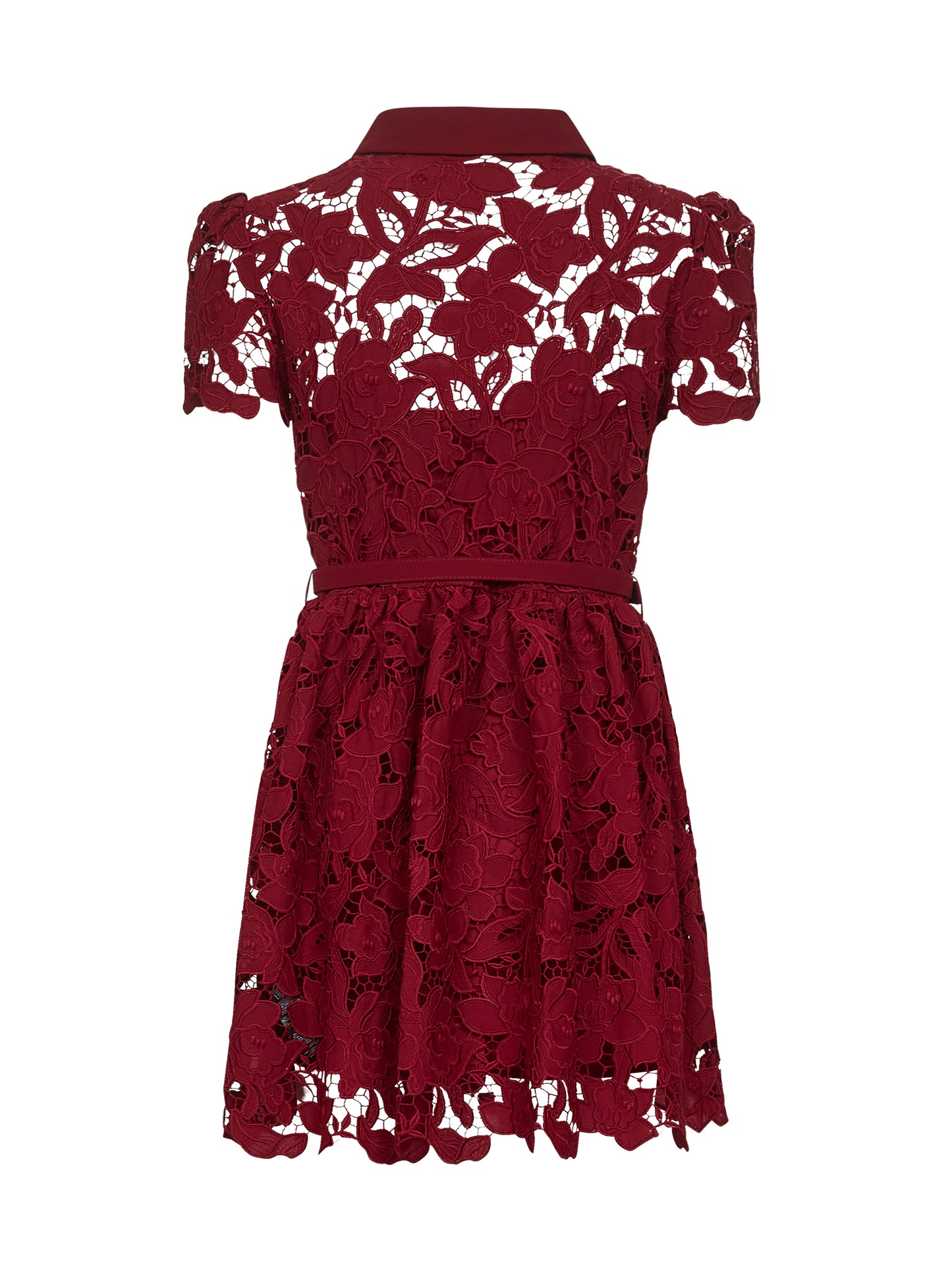 Miniabito in pizzo floreale bordeaux