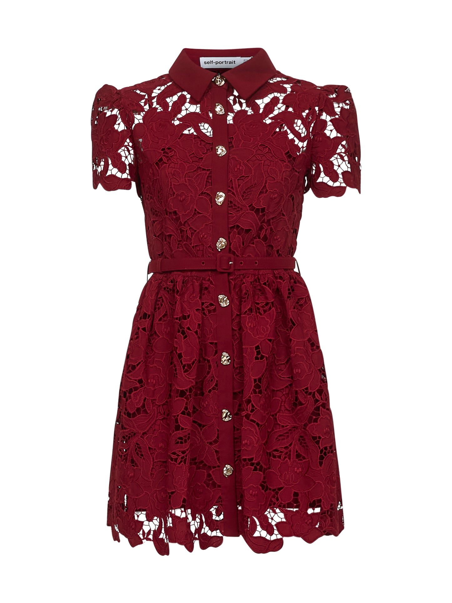 Miniabito in pizzo floreale bordeaux