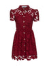 Miniabito in pizzo floreale bordeaux