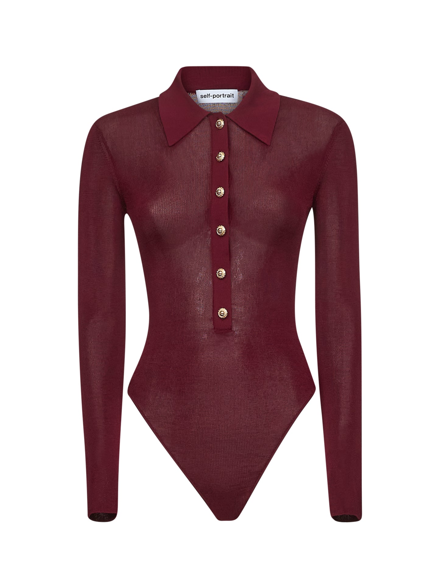 Body a maniche lunghe in maglia di viscosa bordeaux