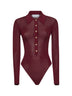 Body a maniche lunghe in maglia di viscosa bordeaux