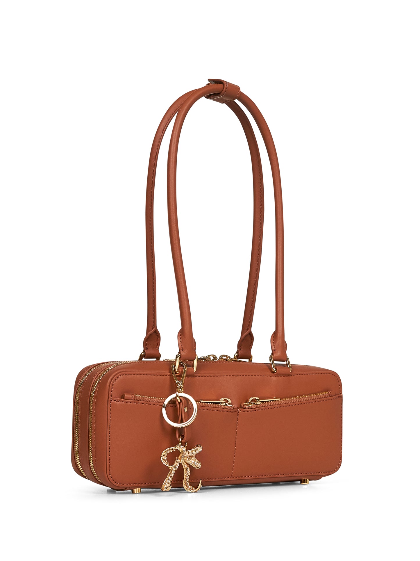 Tan baguette shoulder bag