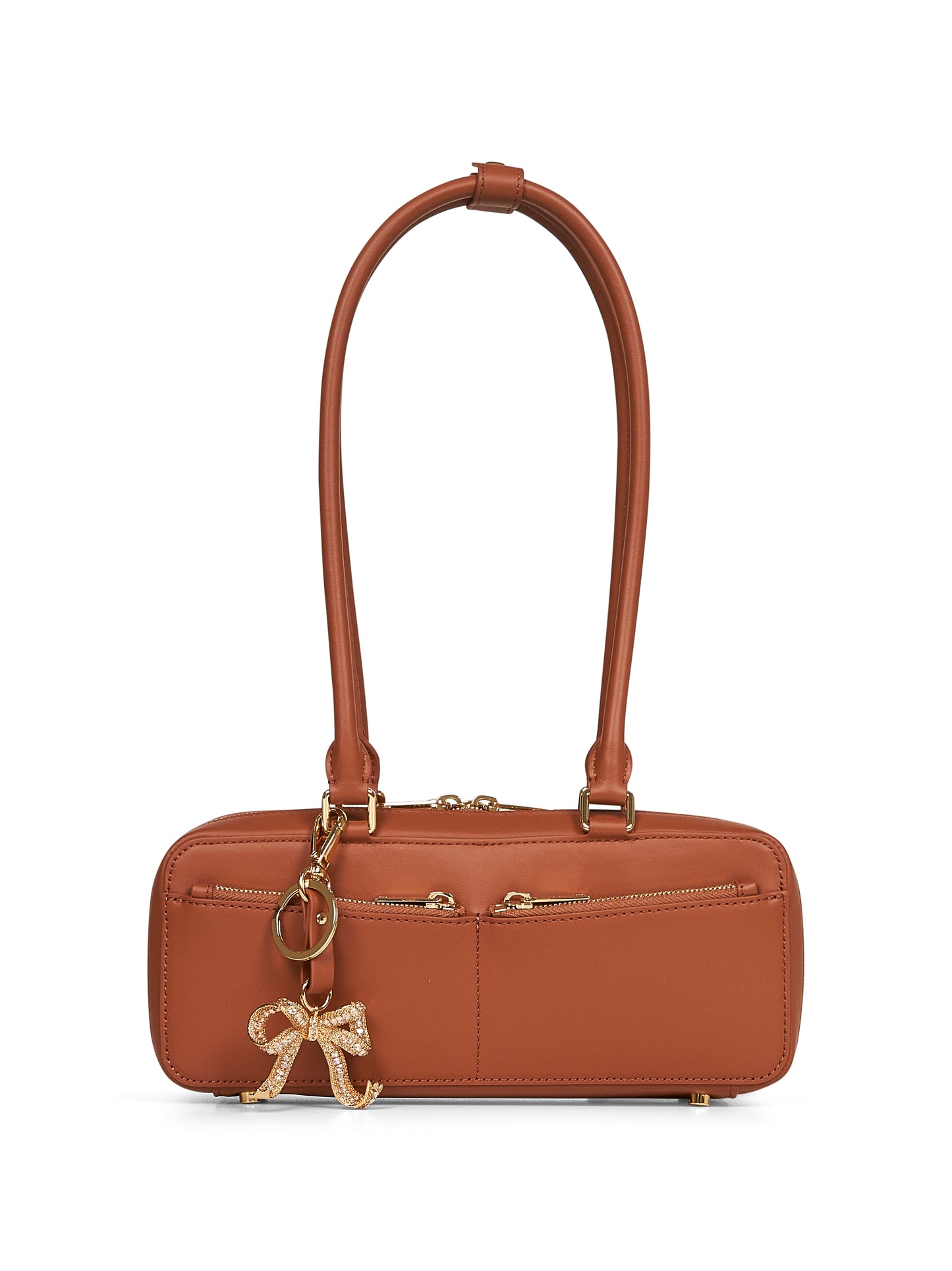 Tan baguette shoulder bag