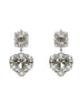 Silver crystal and pearl heart earrings