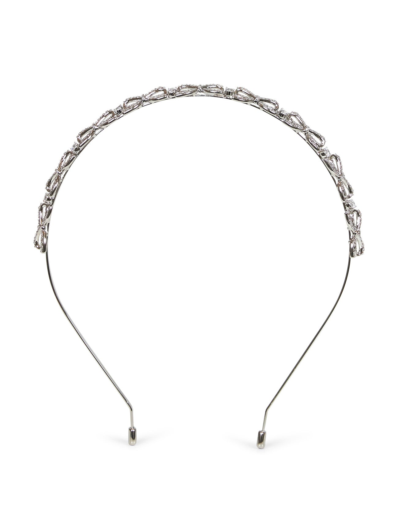 Silver brass crystal bow headband
