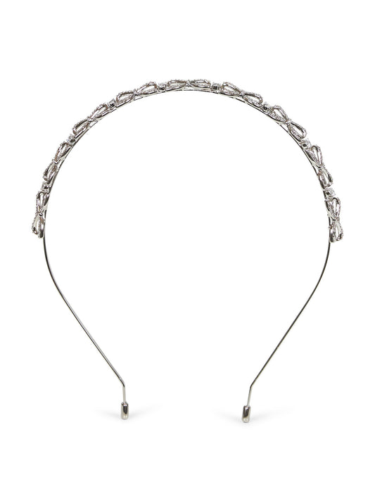 Cerchietto in ottone argento con fiocchi in cristalli<BR/>