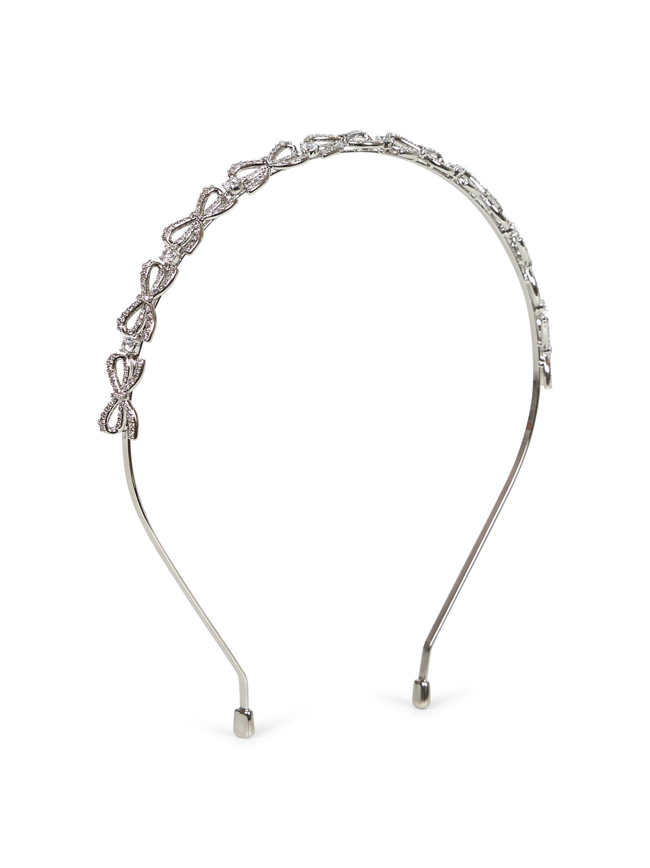 Silver brass crystal bow headband