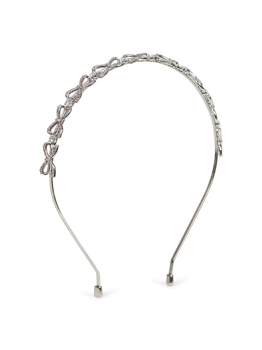 Cerchietto in ottone argento con fiocchi in cristalli<BR/>