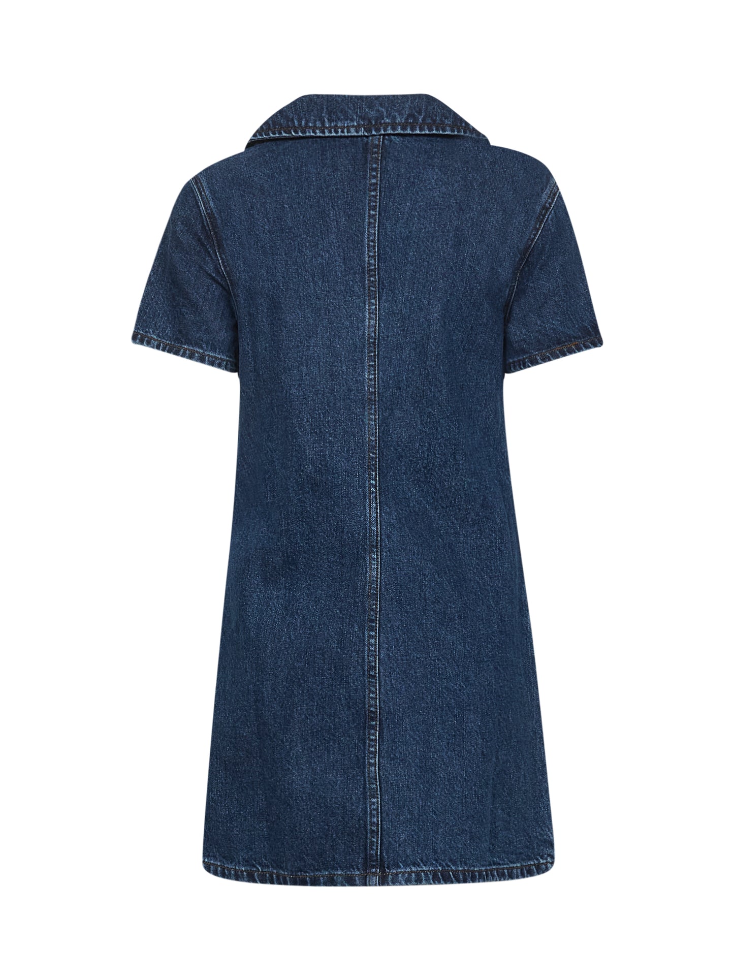 Miniabito in denim blu con fiocchi dorati