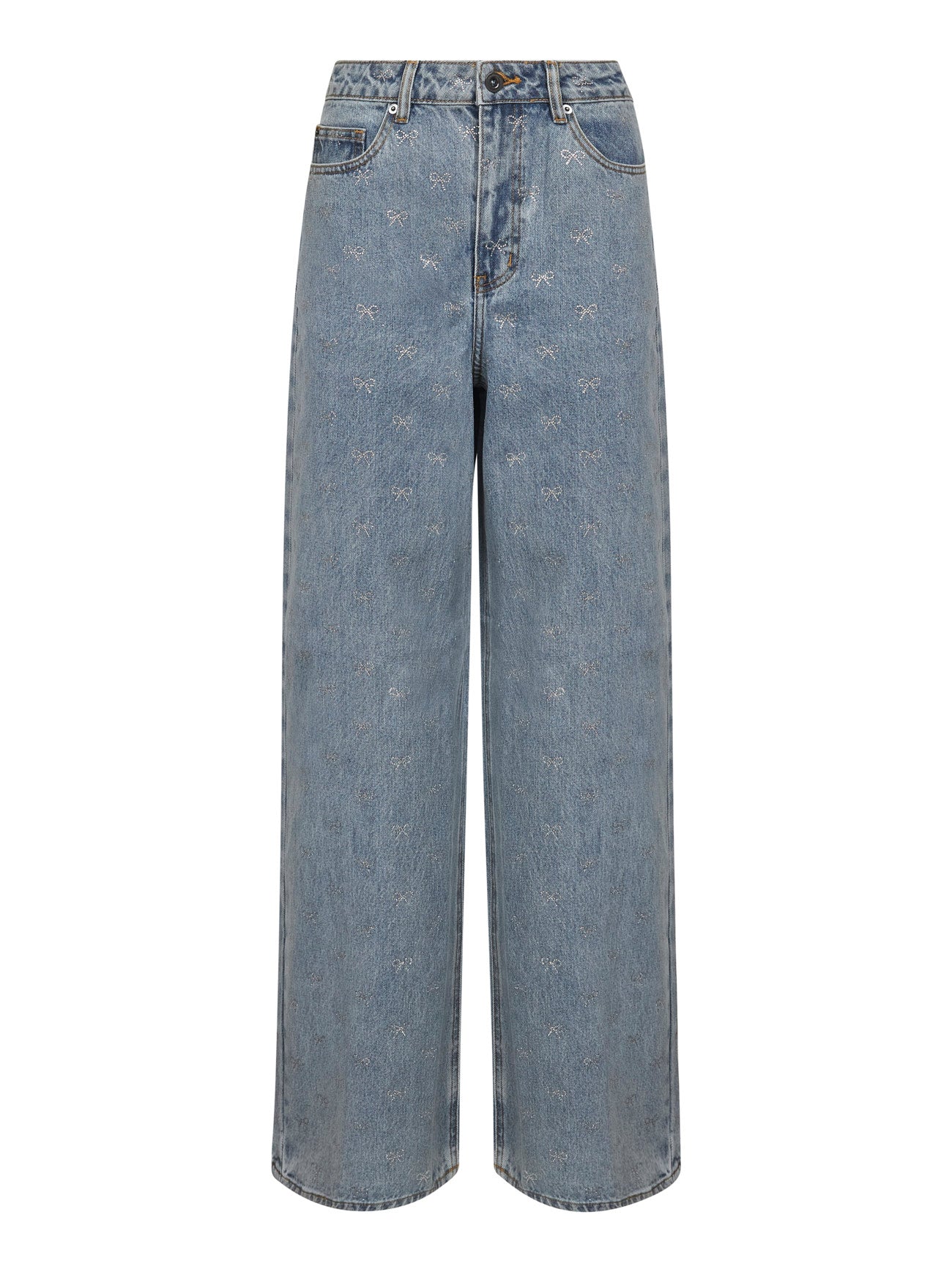 Light blue denim diamante bow jeans<BR/>