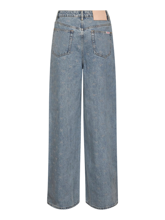 Light blue denim diamante bow jeans<BR/>