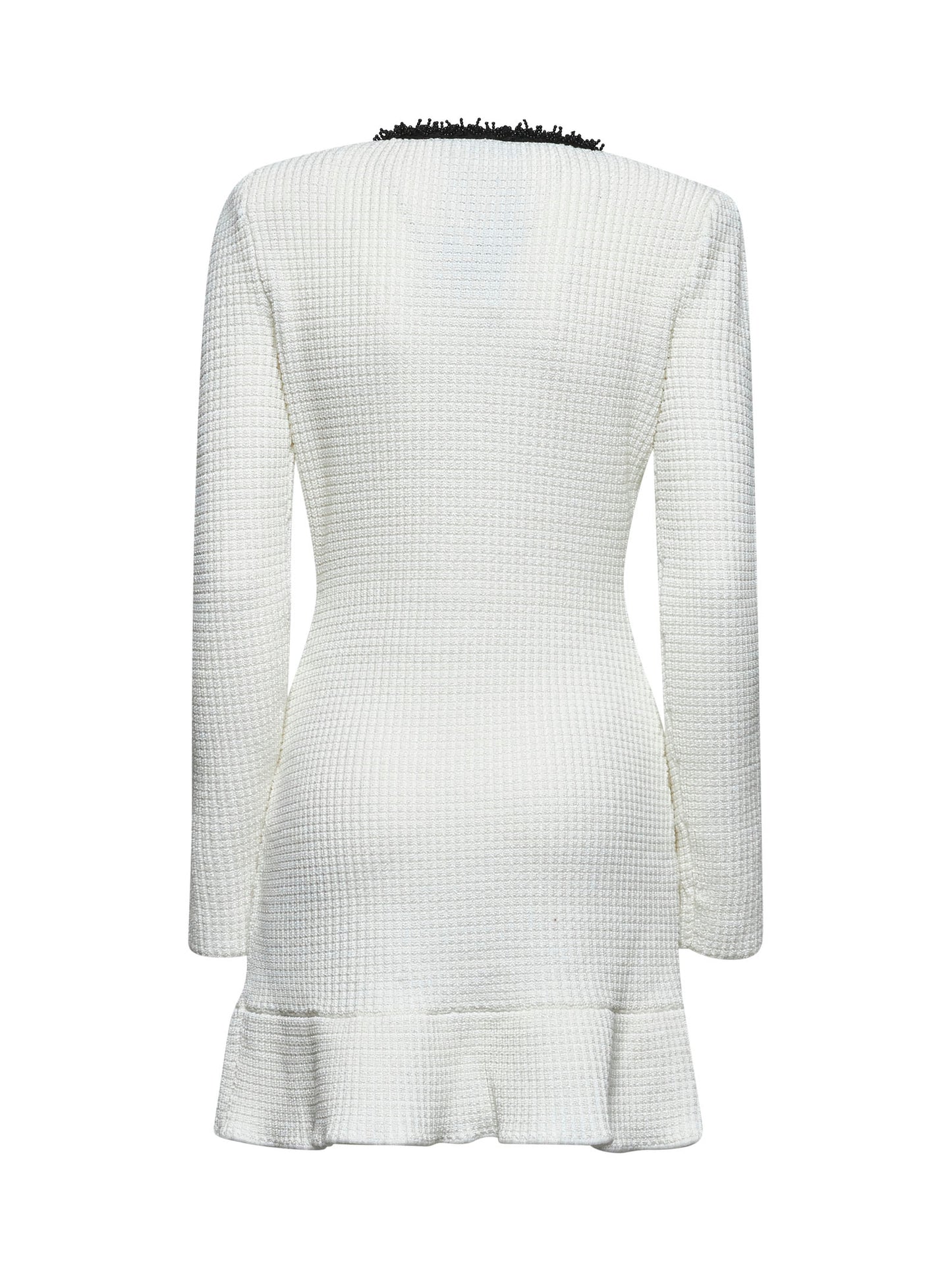 White textured knit mini dress