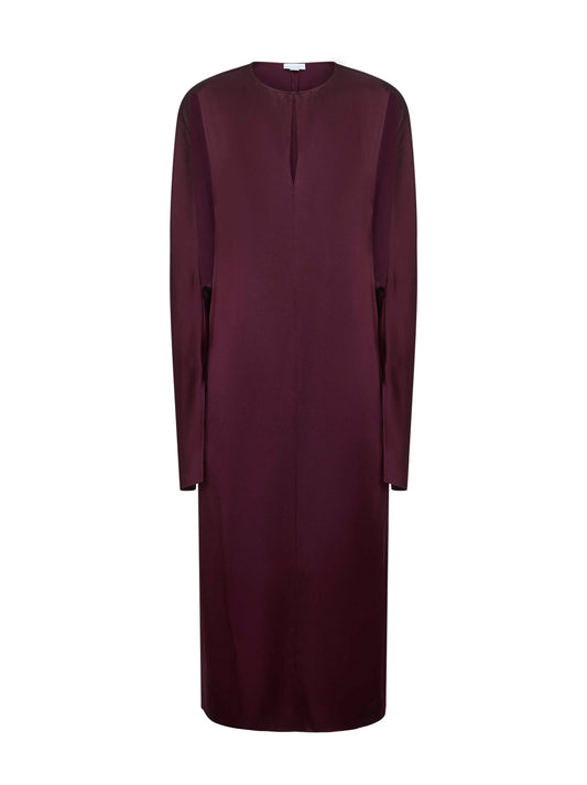 Burgundy satin midi dress