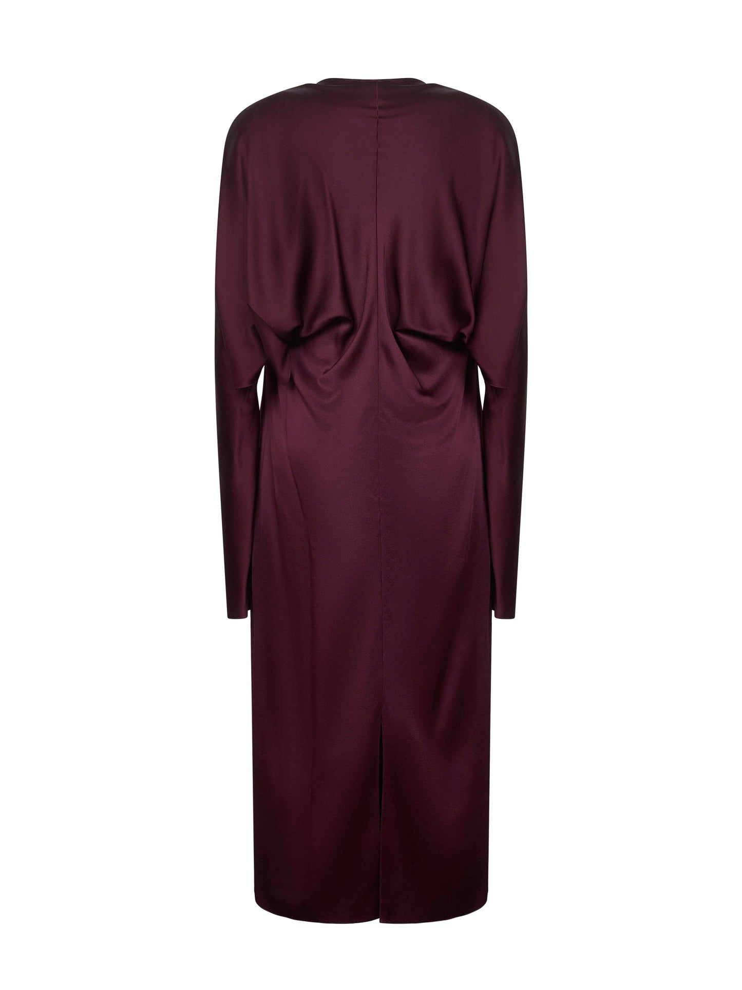 Burgundy satin midi dress