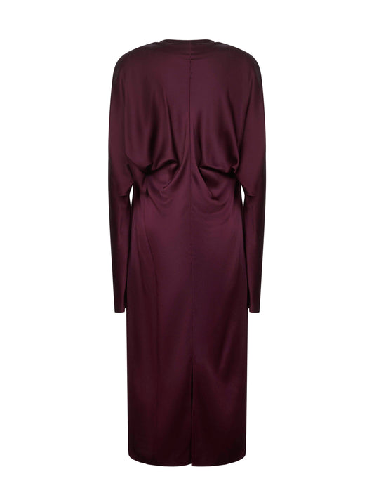 Burgundy satin midi dress