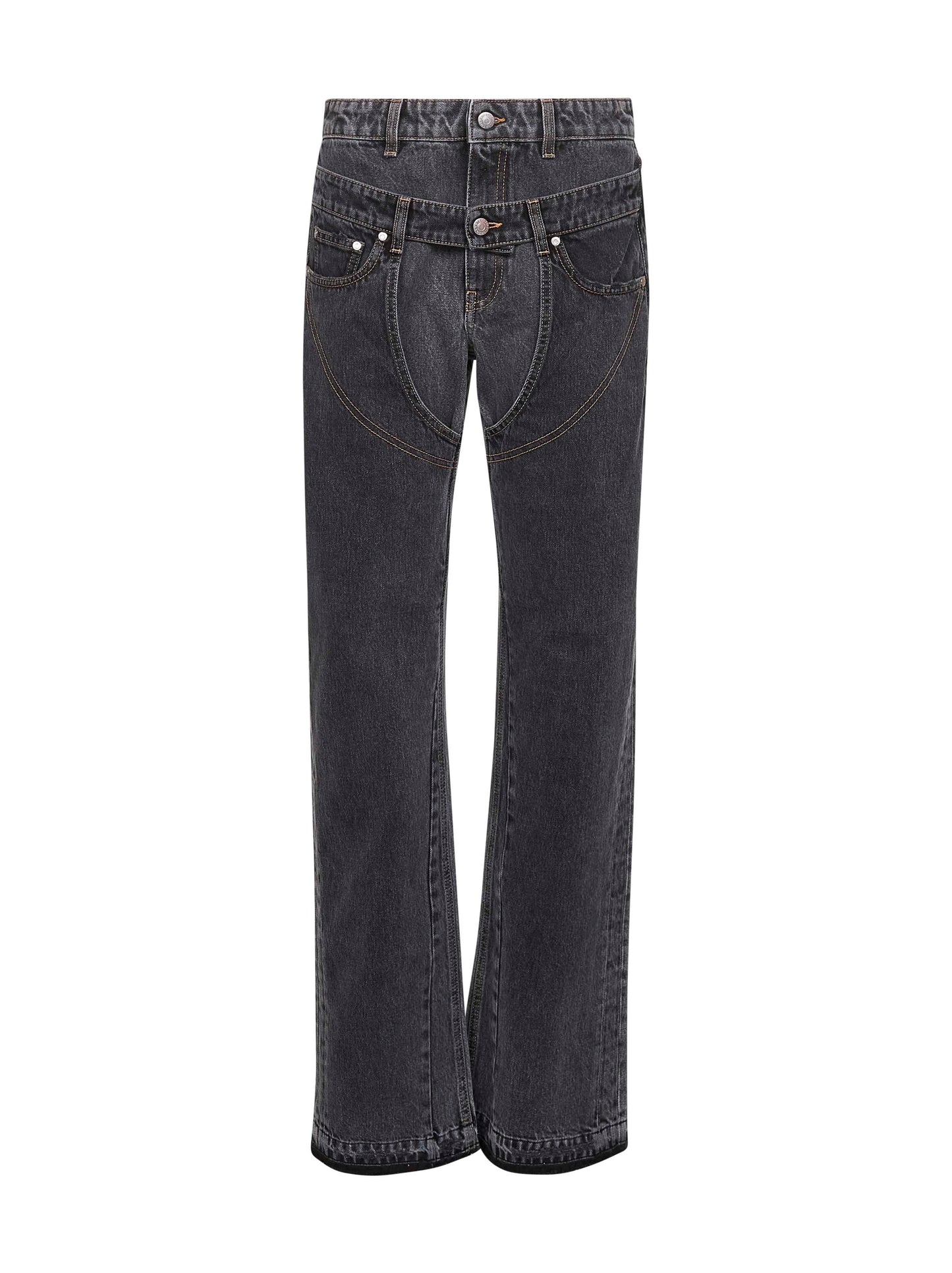 Grey denim Double Waistband Chap jeans