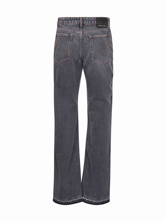 Grey denim Double Waistband Chap jeans