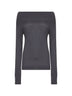 Grey wool off-the-shoulder sweater