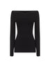 Black viscose blend off-the-shoulder top