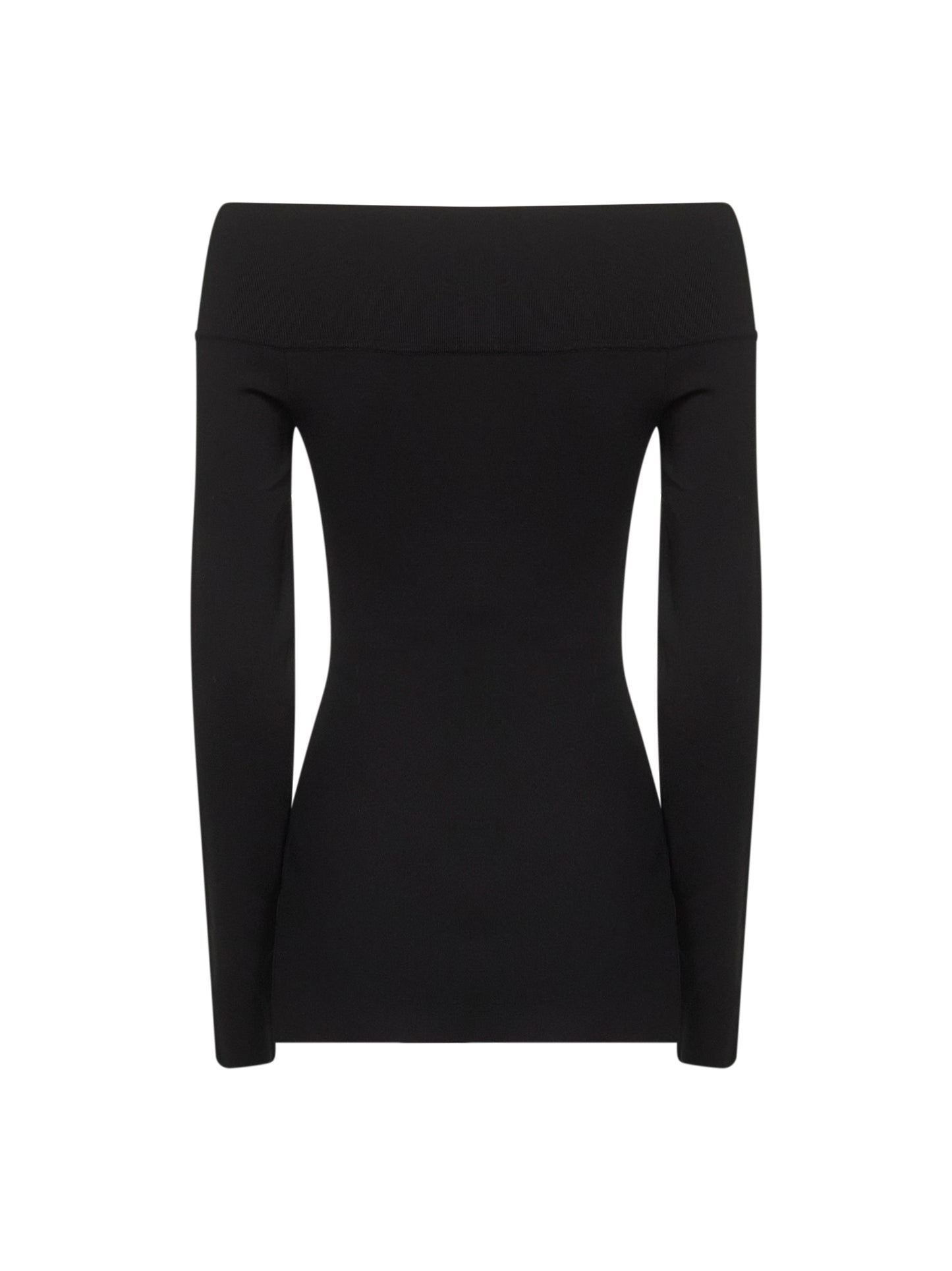 Black viscose blend off-the-shoulder top
