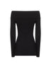 Black viscose blend off-the-shoulder top
