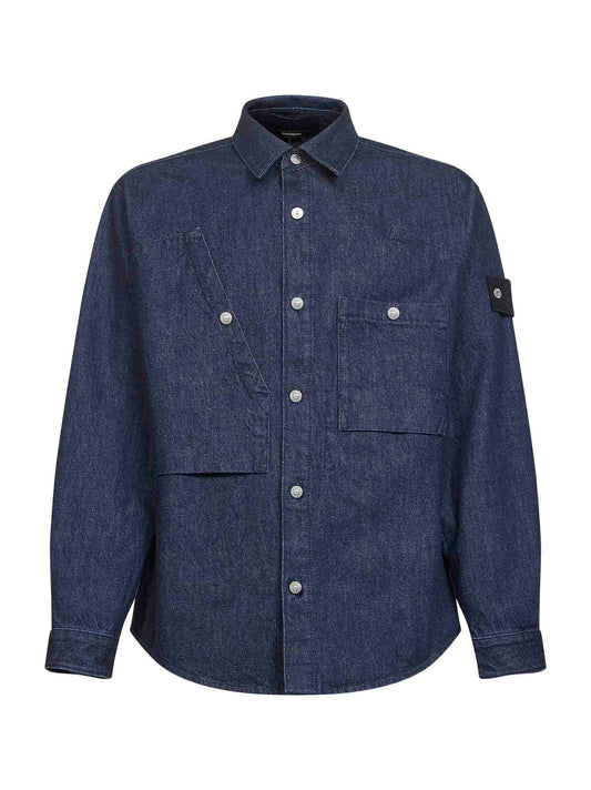 Blue cotton denim overshirt