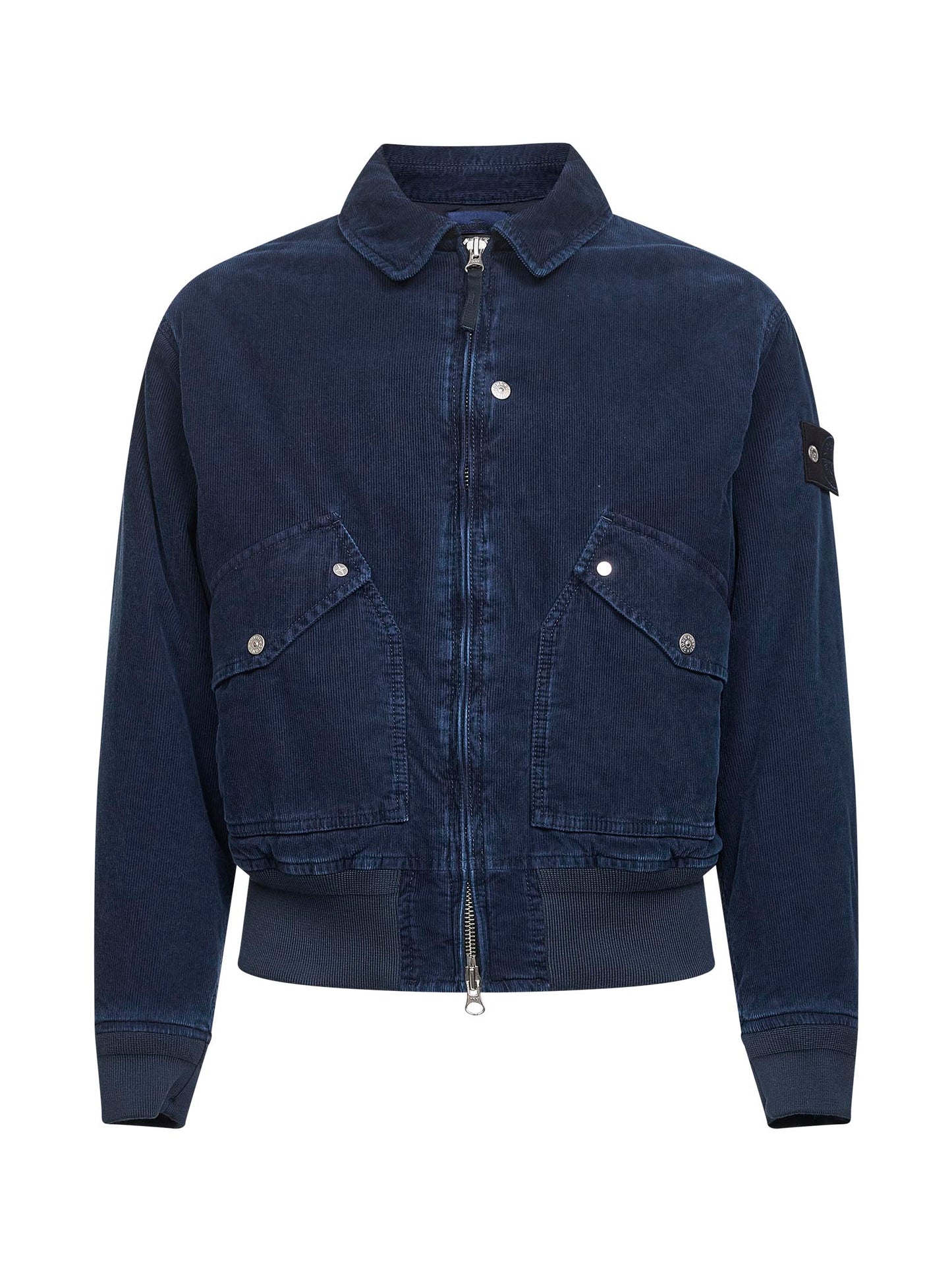 Giacca bomber in velluto a coste blu<BR/>