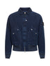 Giacca bomber in velluto a coste blu<BR/>