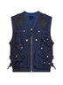 Gilet utility in denim di misto cotone blu