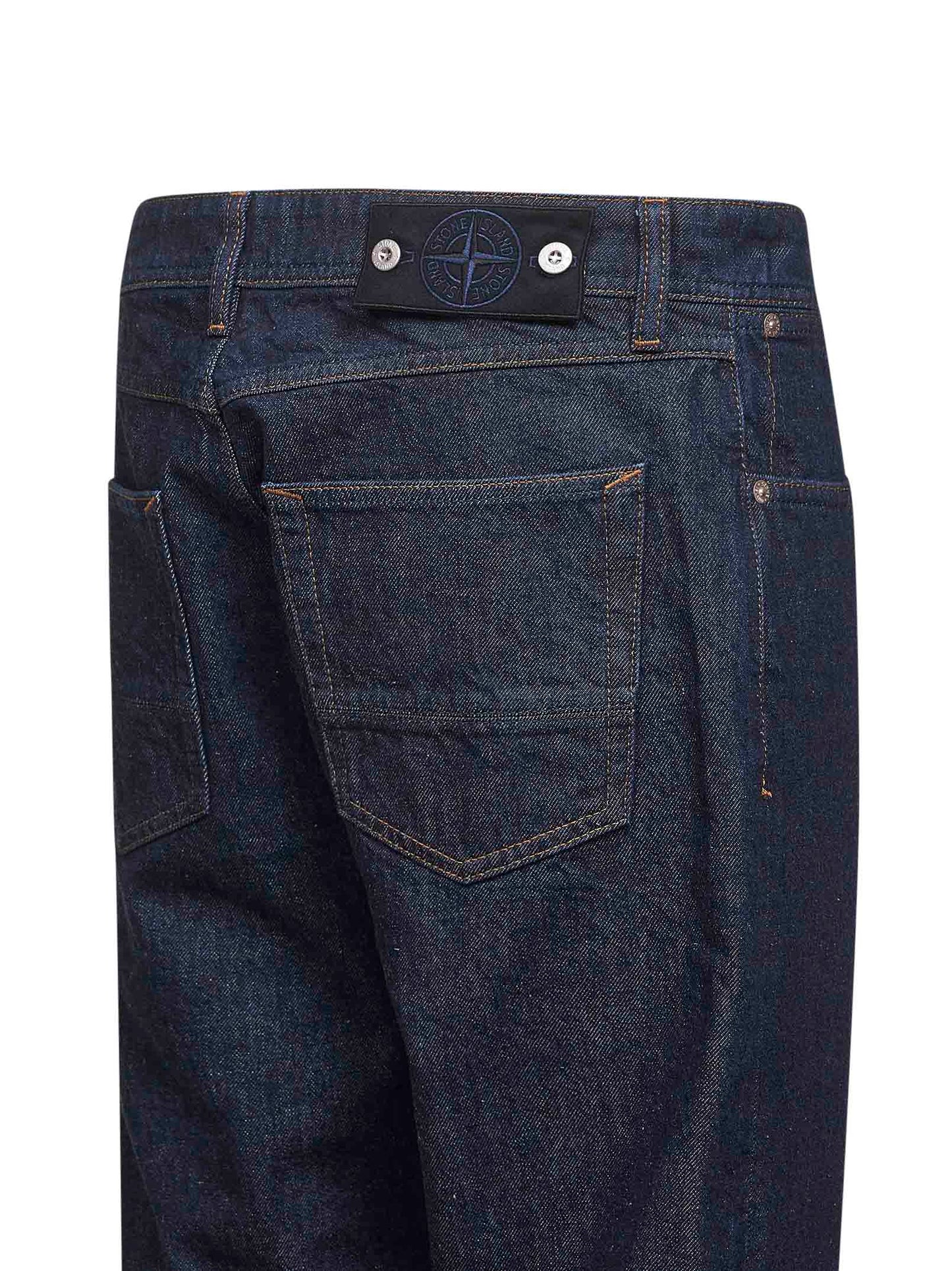 Jeans cinque tasche in denim di cotone blu