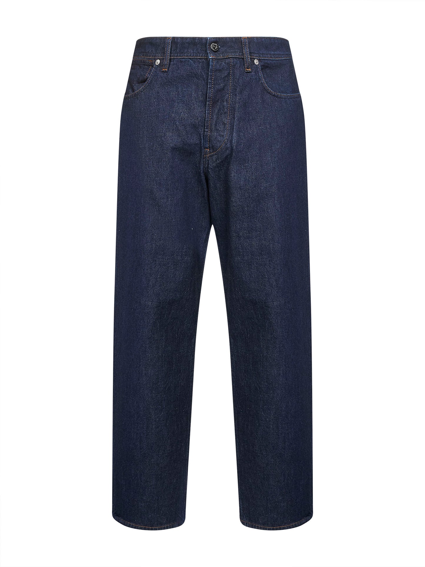 Blue cotton denim straight jeans