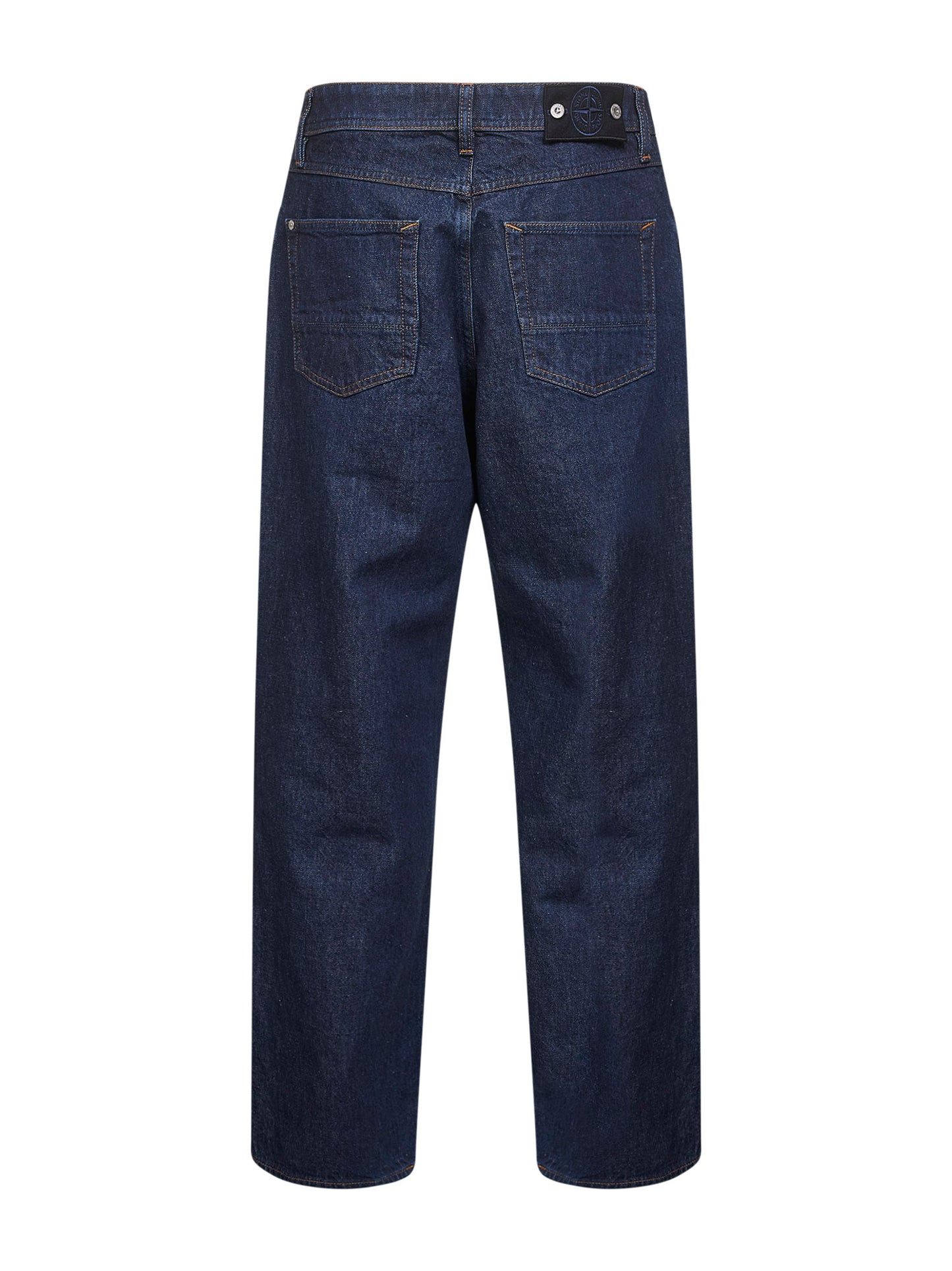 Blue cotton denim straight jeans