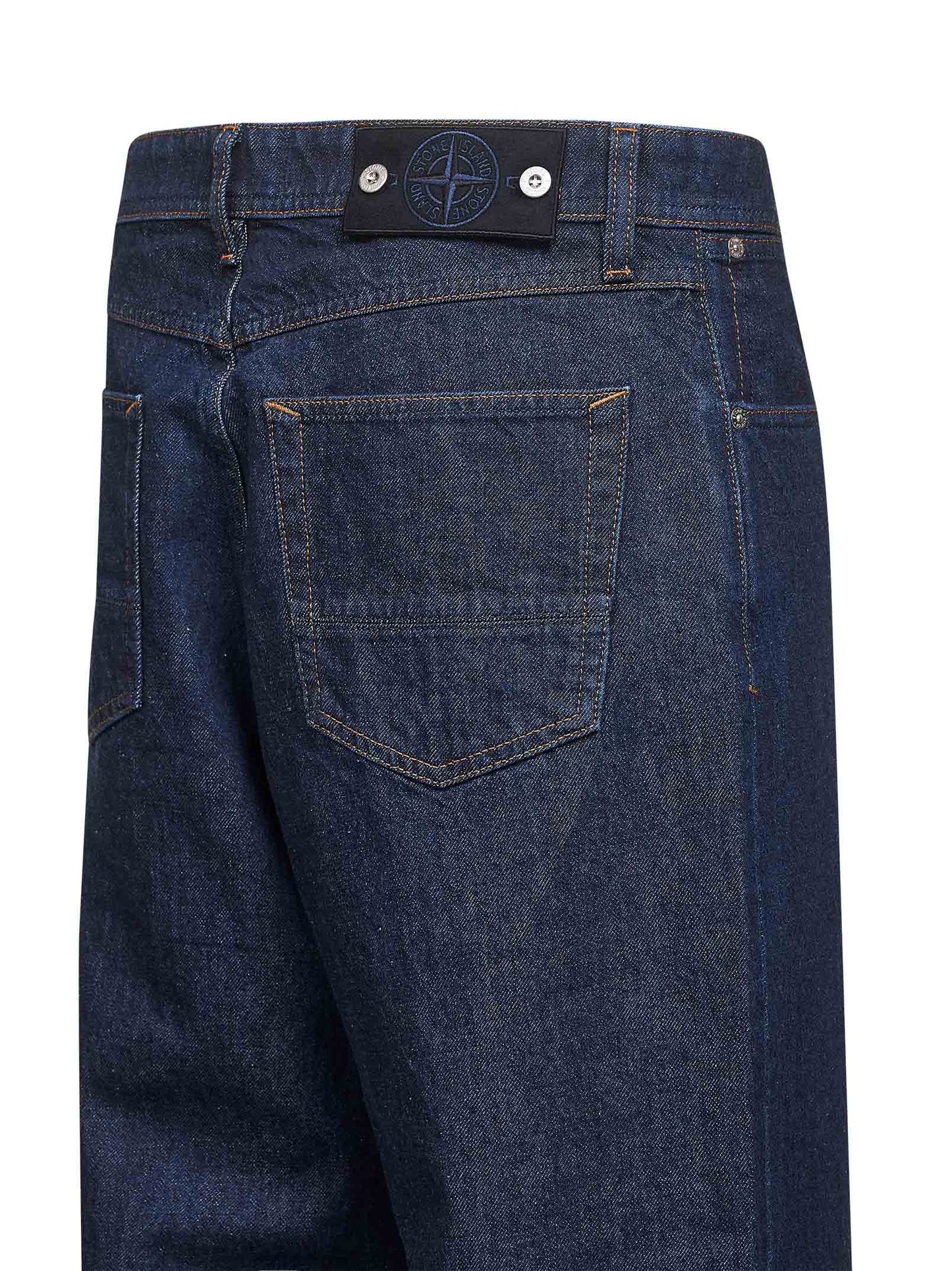 Blue cotton denim straight jeans