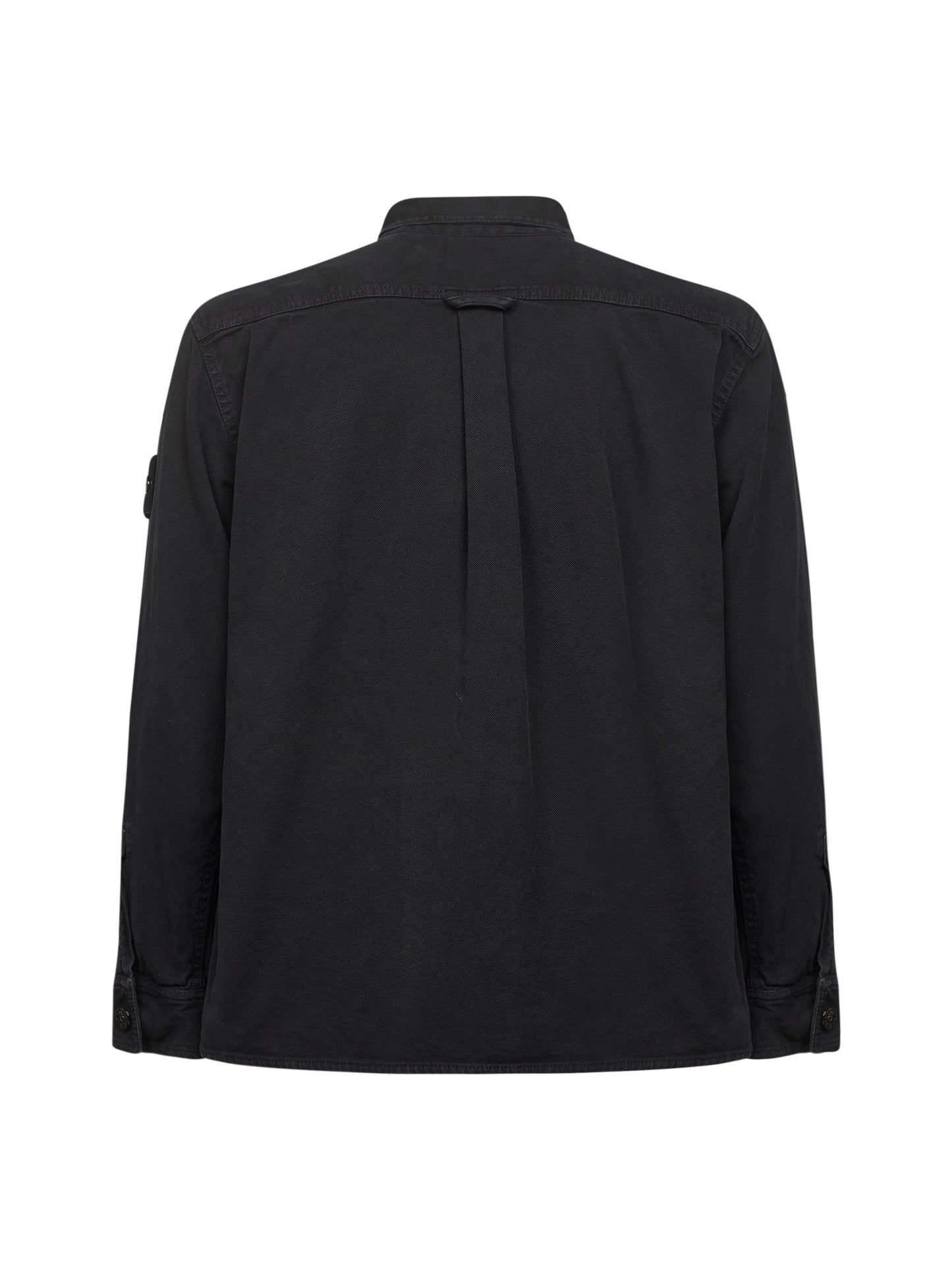 Camicia in twill di cotone nero con badge logo