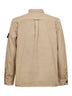 Camicia in twill di cotone beige con badge logo<BR/>