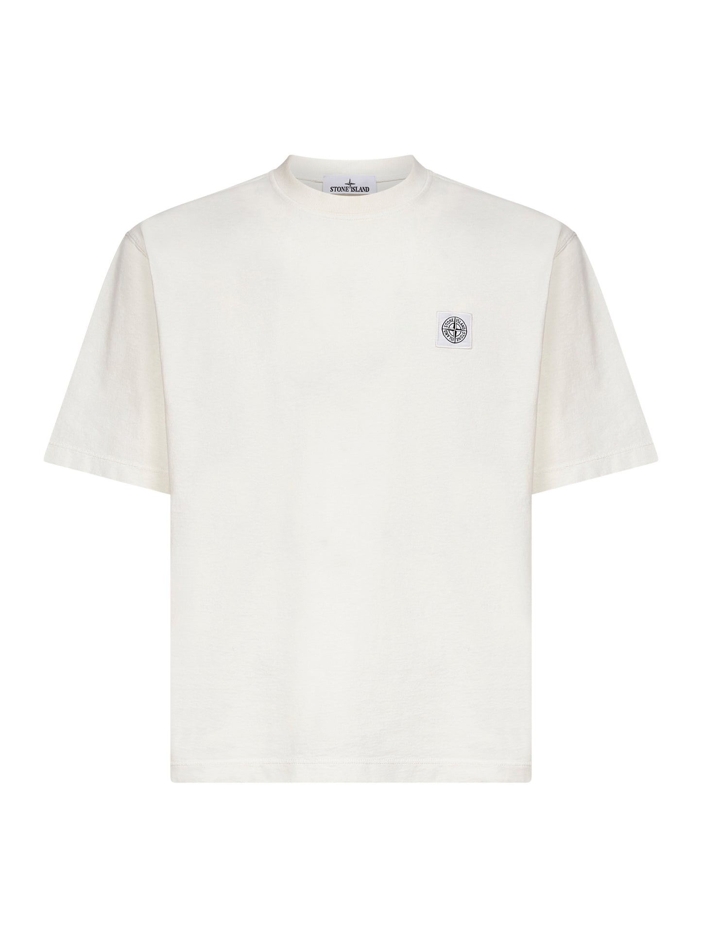 Ivory combed organic cotton jersey T-shirt