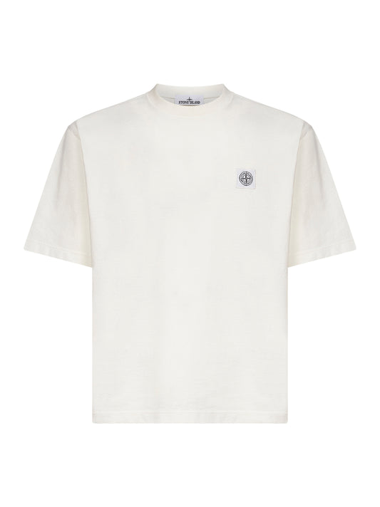 Ivory combed organic cotton jersey T-shirt