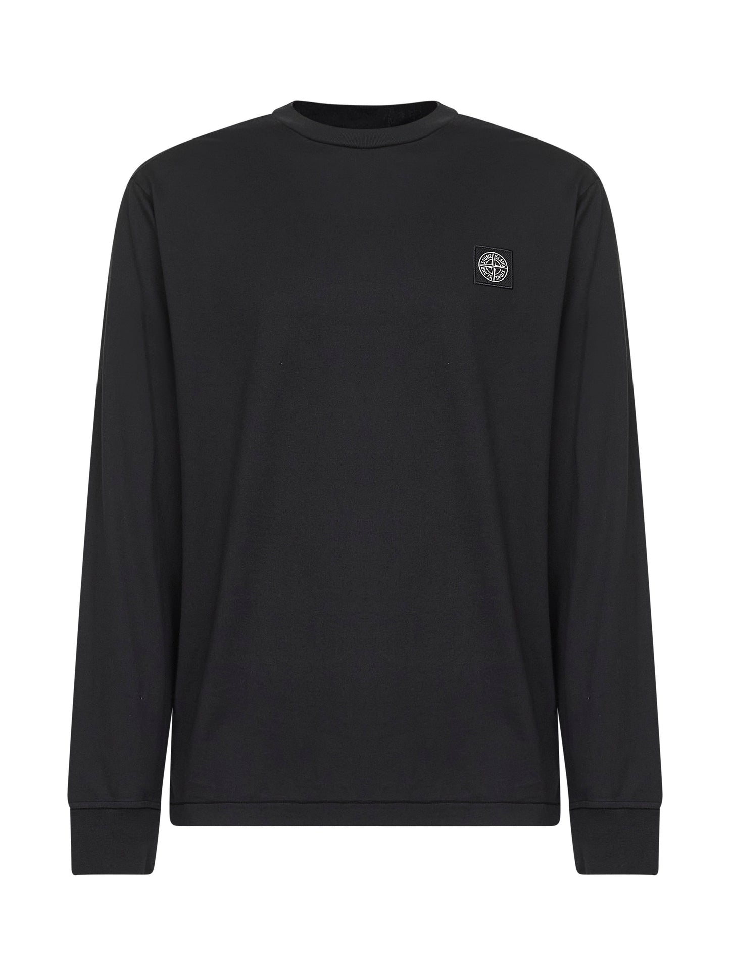Black cotton jersey long-sleeved T-shirt