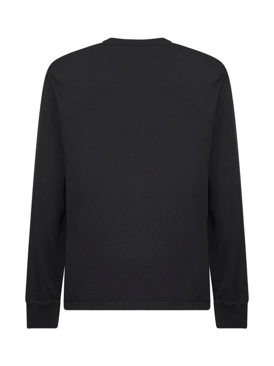Black cotton jersey long-sleeved T-shirt