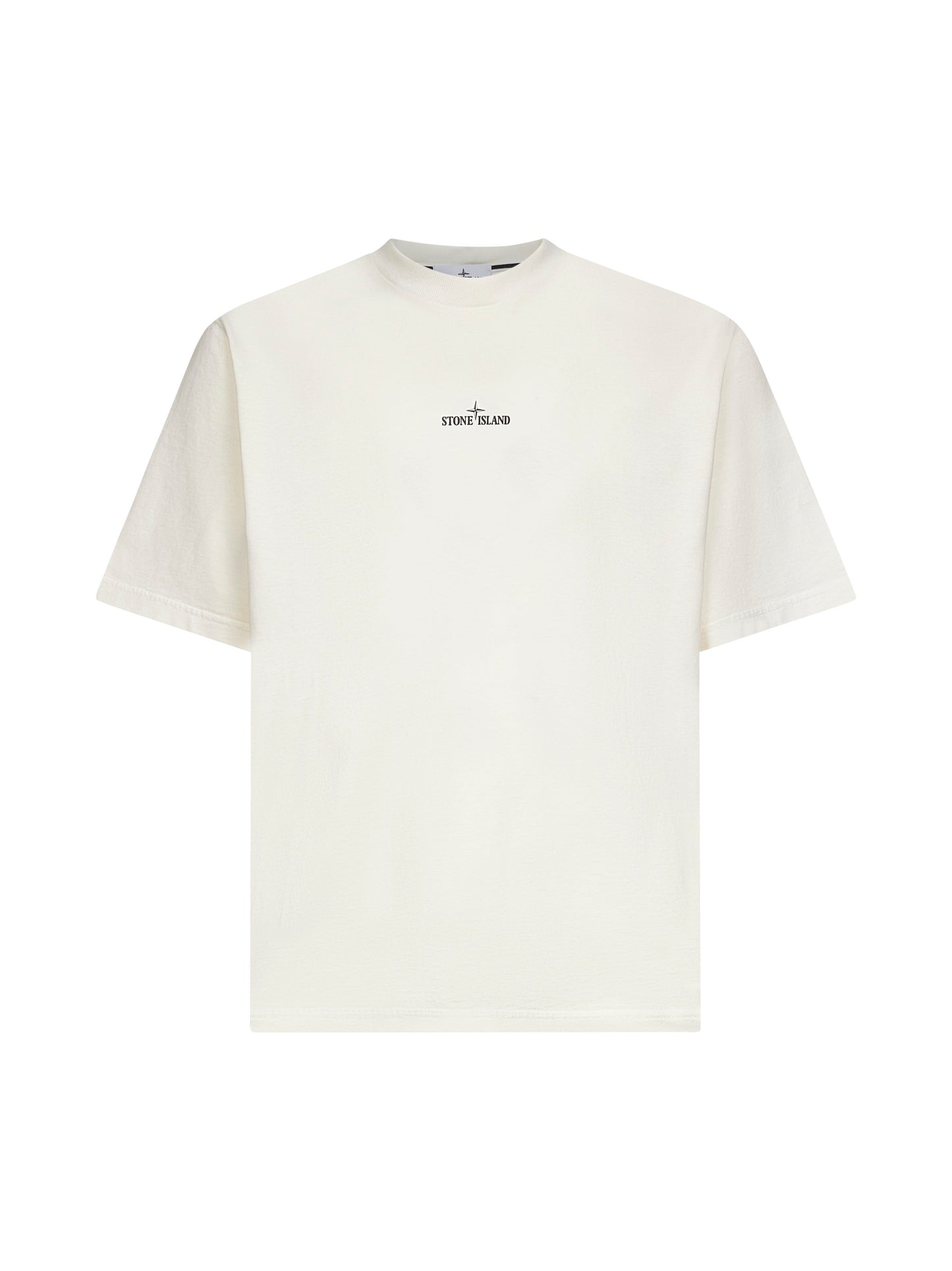T-shirt in jersey avorio con stampa
