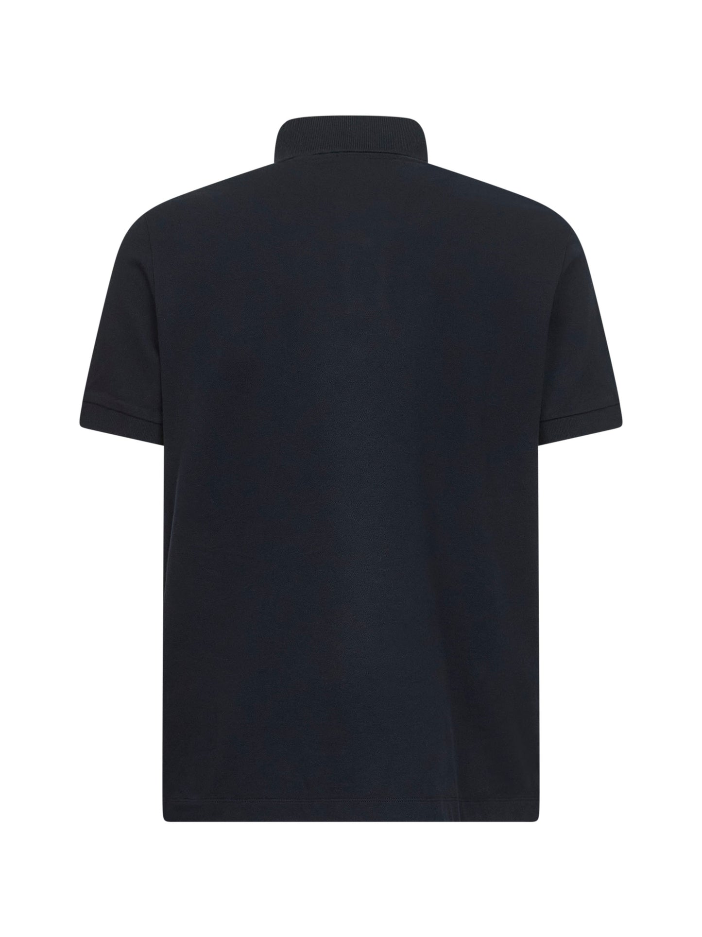 Blue stretch pique Compass patch polo shirt<BR/>