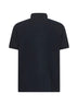 Blue stretch pique Compass patch polo shirt<BR/>