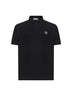 Black stretch pique Compass patch polo shirt