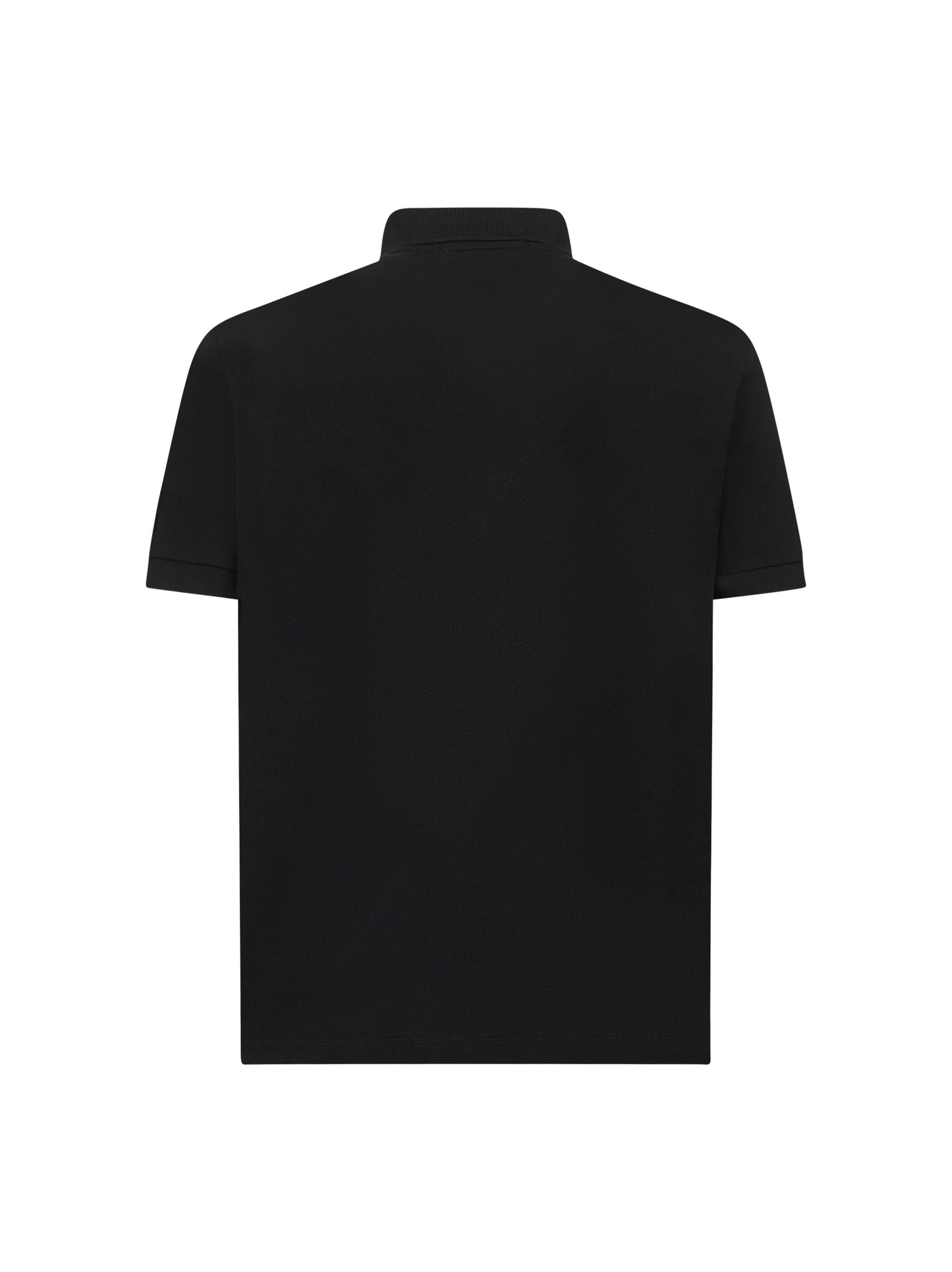 Black stretch pique Compass patch polo shirt