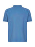 Steel blue stretch pique Compass patch polo shirt<BR/>