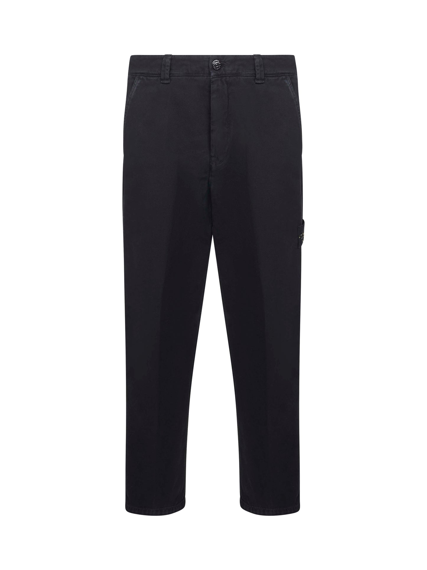 Black cotton twill cargo trousers