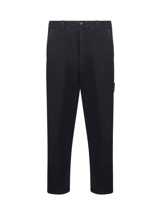 Black cotton twill cargo trousers