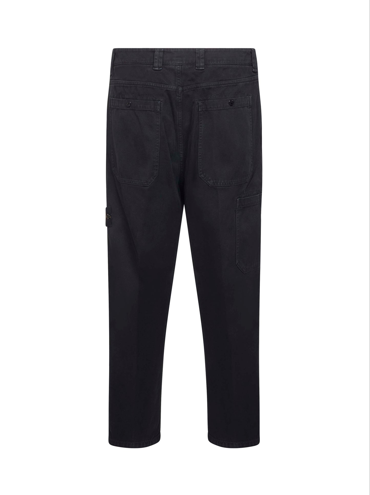 Black cotton twill cargo trousers